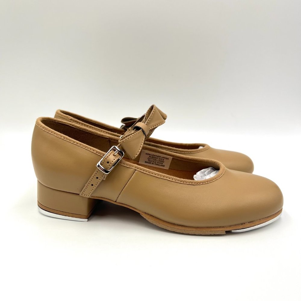 Bloch Big Girls Size 4.5 S0352L Caramel Tan Merry Jane Bow Strap Tap Dance Shoes